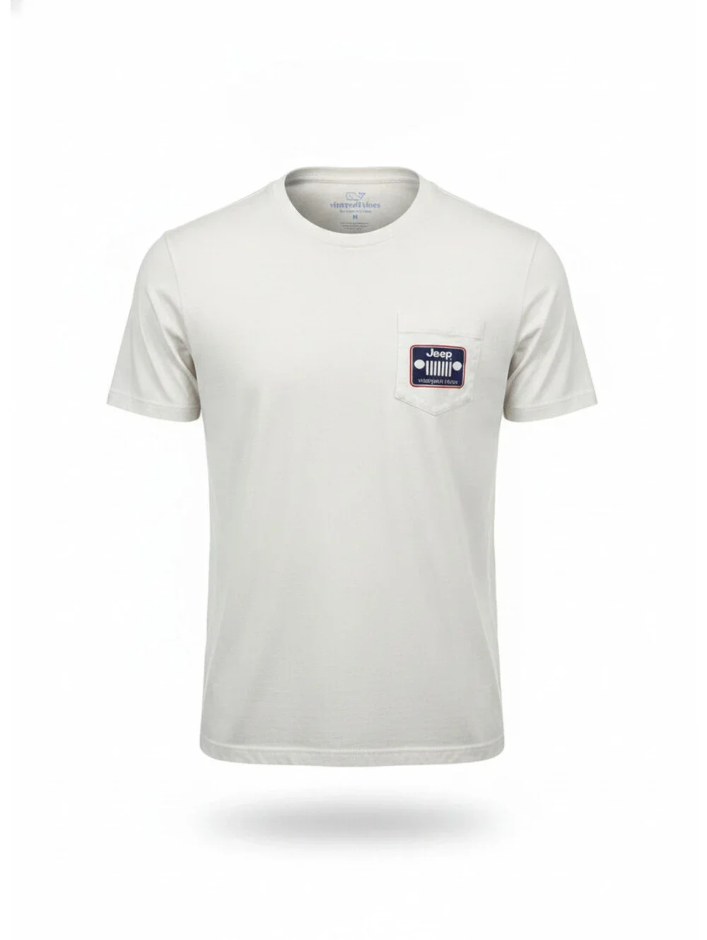Vineyard Vines x Jeep Mens M Pocket Tee White Navy Grille Graphic Short Sleeve